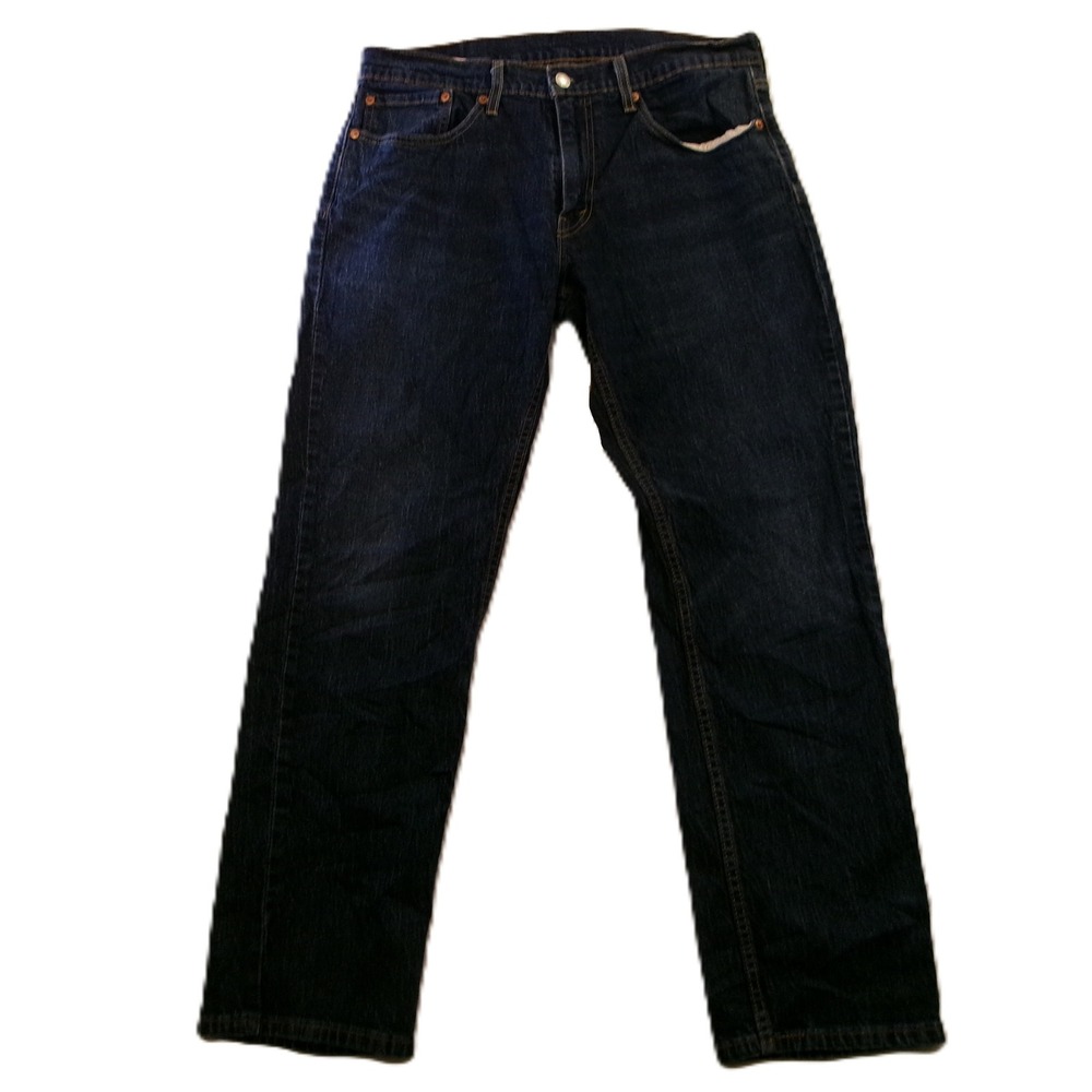 Levi's Mens W33 L30 559 Relaxed Straight Jeans Dark‎ Wash Indigo Stretch Denim
